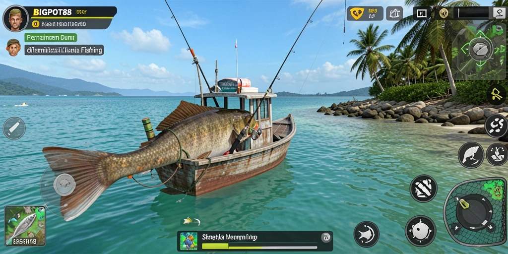 Tampilan gameplay menarik dari BIGPOT88 saat menangkap ikan.