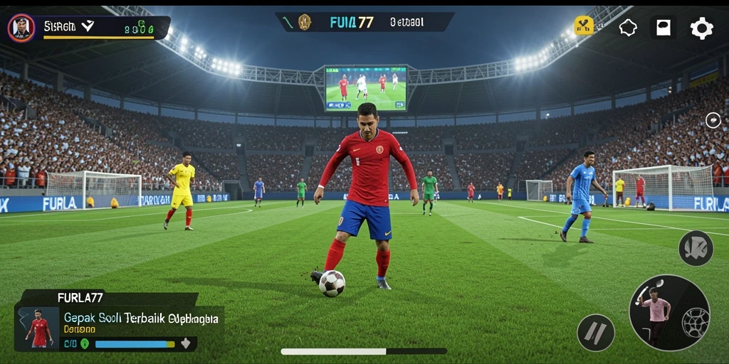 Tampilan gameplay FURLA77 saat pertandingan sepak bola.