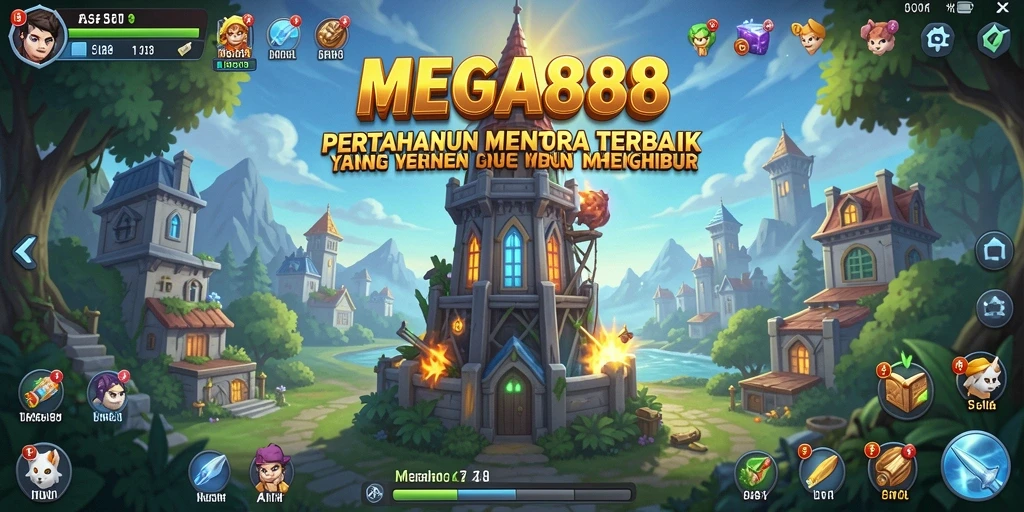 Tampilan gameplay MEGA888 yang seru dalam melindungi markas.