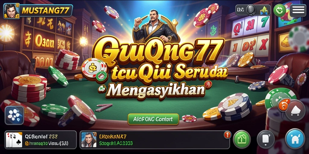 Screenshot utama game QiuQiu MUSTANG77 menunjukkan momen seru saat bermain.