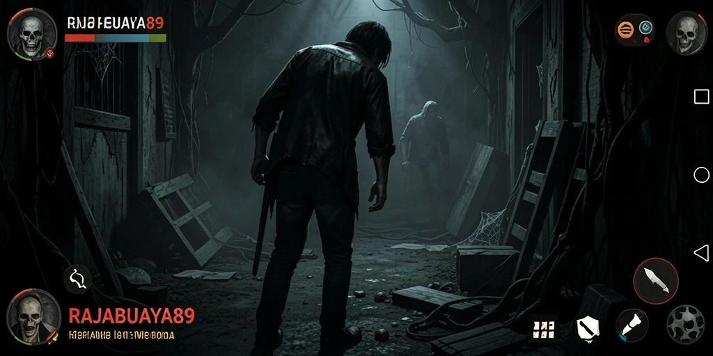 Screenshot gameplay menampilkan suasana horor yang menakutkan dan mendebarkan.