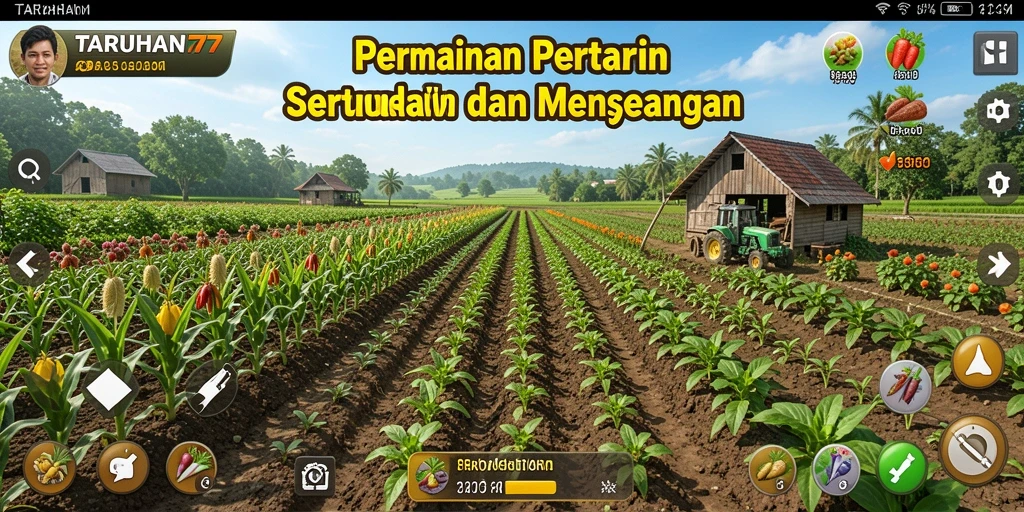 Screenshot gameplay TARUHAN77 menampilkan aktivitas bertani yang seru.